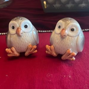 Fitz and Floyd White and Orange Owl Salt and Pepper Shakers